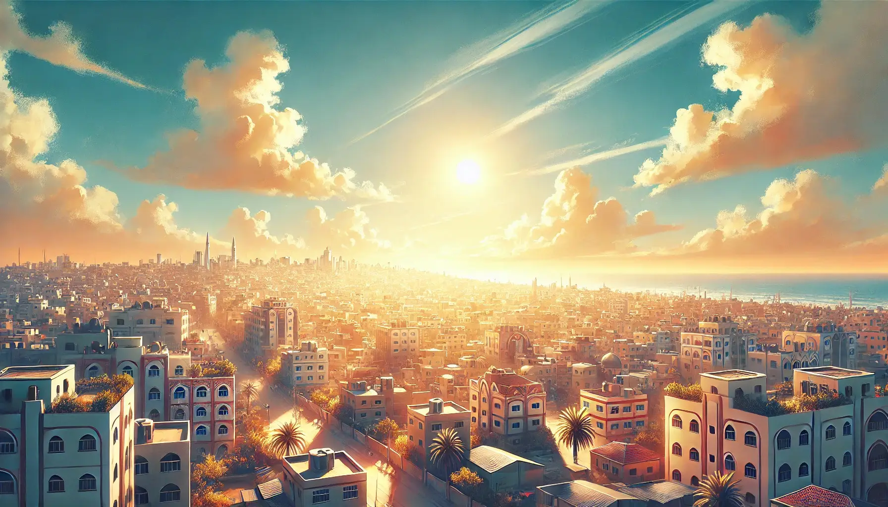 View of Gaza cityscape, background for Bitcoin Gaza education and community homepage